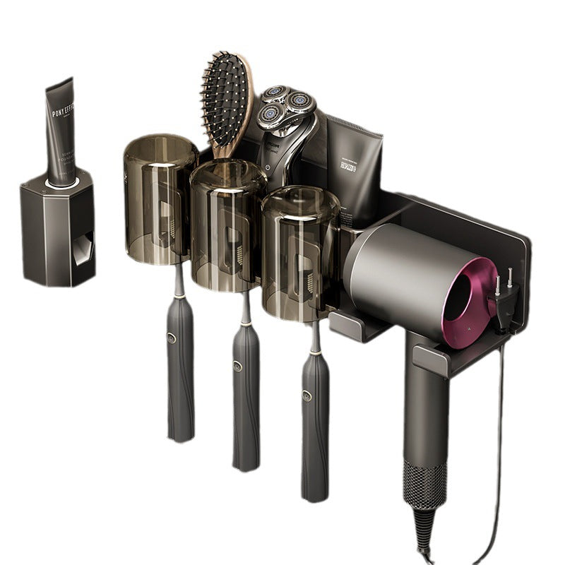 Aluminum Toothbrush and Hairdryer Holder with Suction Cup
