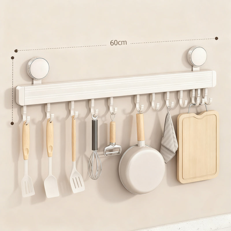 Wall-Mounted Suction Cup Kitchen Hook Rail