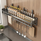 Stainless steel wall shelf with knife holder
