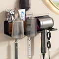 Toothbrush holder with hairdryer holder, wall-mounted