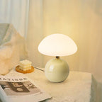 Mushroom table lamp with ceramic base, USB-powered