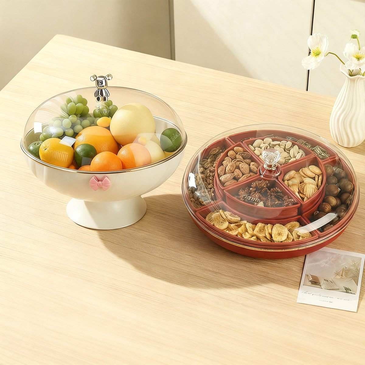 Rotatable 8-Compartment Sealed Nut Bowl
