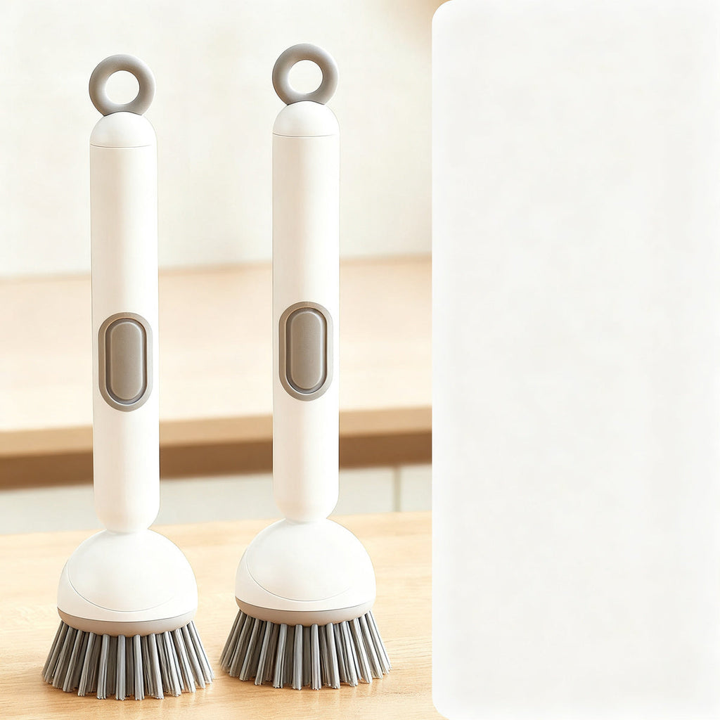 Pot Brush with Long Handle and Liquid Dispenser