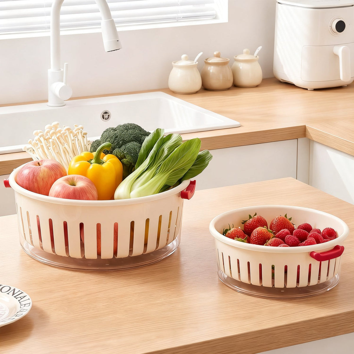 Two-Piece Removable Vegetable Washing Sieve