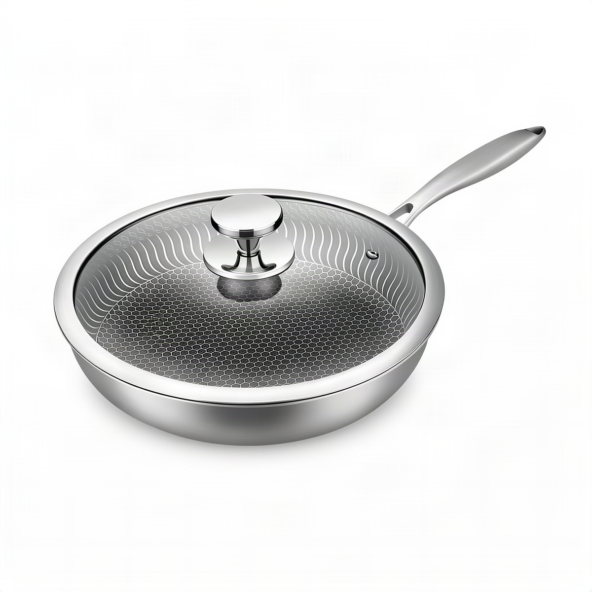 Stainless Steel Frying Pan with Glass Lid