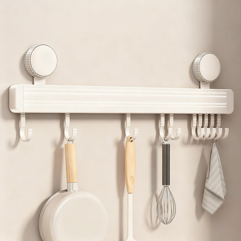 Wall-Mounted Suction Cup Kitchen Hook Rail