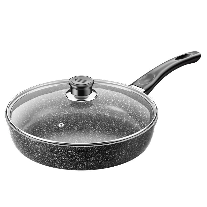 Frying Pan with Glass Lid and Cast Iron Bottom