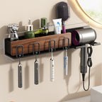 Toothbrush holder with hairdryer holder, wall-mounted