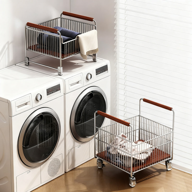 Vintage-Style Rolling Laundry Collector