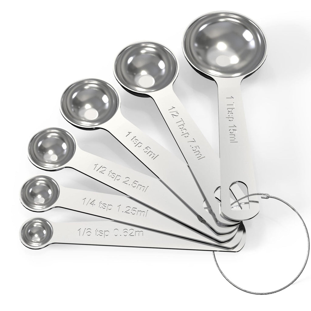 Messlöffel- und Messbecher-Set aus Edelstahl, 6-teilig