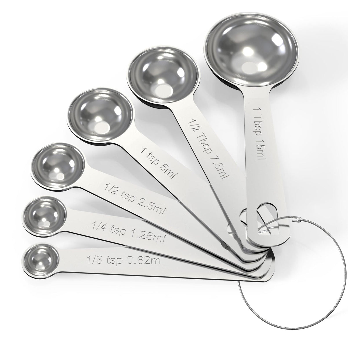Messlöffel- und Messbecher-Set aus Edelstahl, 6-teilig