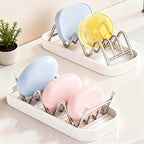 Stainless steel soap dish with shelf