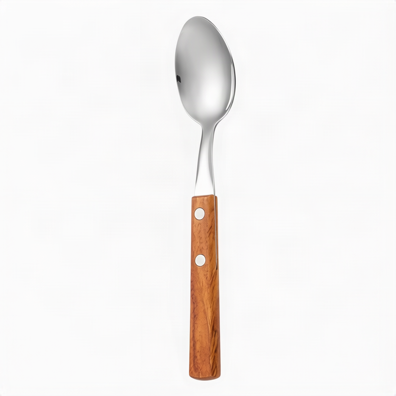 12-Piece Stainless Steel Cutlery Set with Wooden Handles