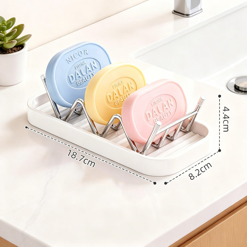 Stainless steel soap dish with shelf