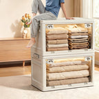 Transparent collapsible storage box with lid