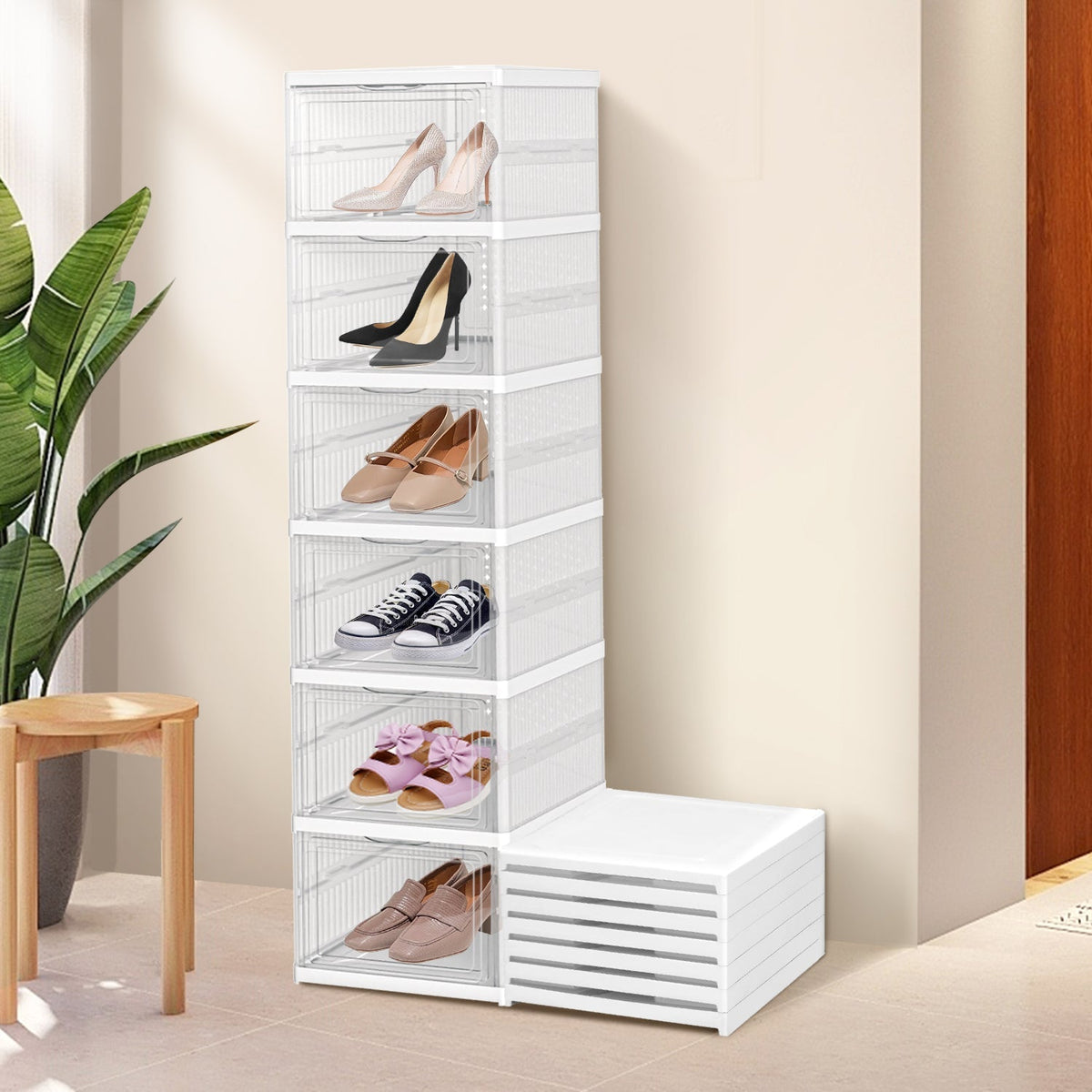 Stapelbare Schuhboxen, 6 Ebenen