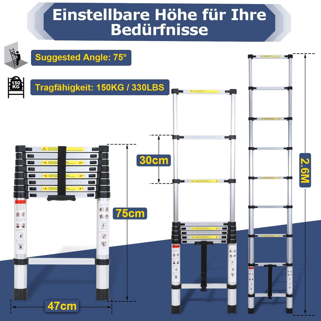 Teleskopleiter aus Aluminium bis 150kg