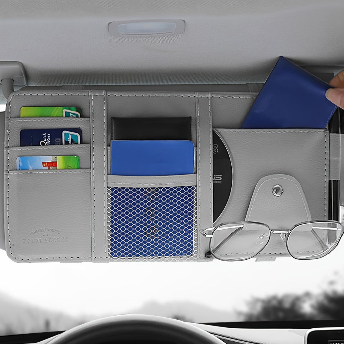 PU Leather Car Sun Visor Organizer