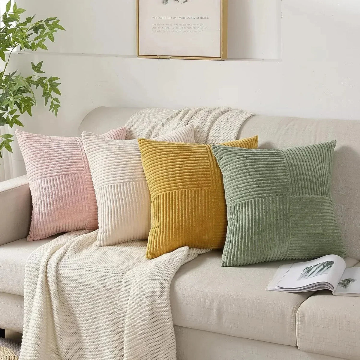 VelvetEase Soft Corduroy Cushion Covers