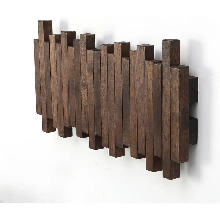 Natural Wood Coat Hook Rack