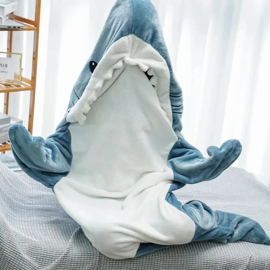 Shark Hooded Flannel Blanket