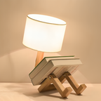 Scandinavian Table Lamp with Integrated Bookshelf
