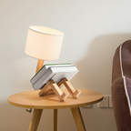 Scandinavian Table Lamp with Integrated Bookshelf