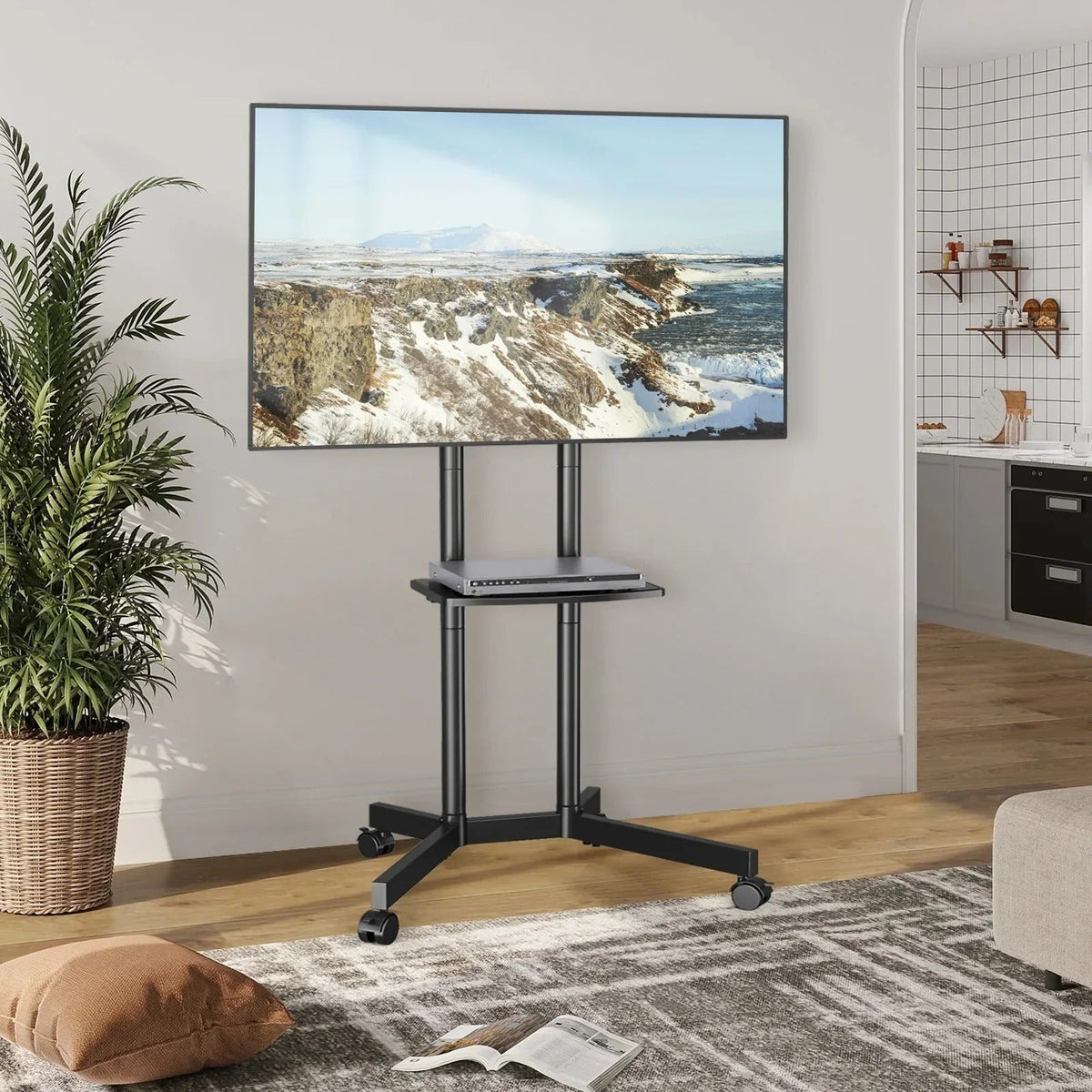Mobiler TV-Ständer mit Regal
