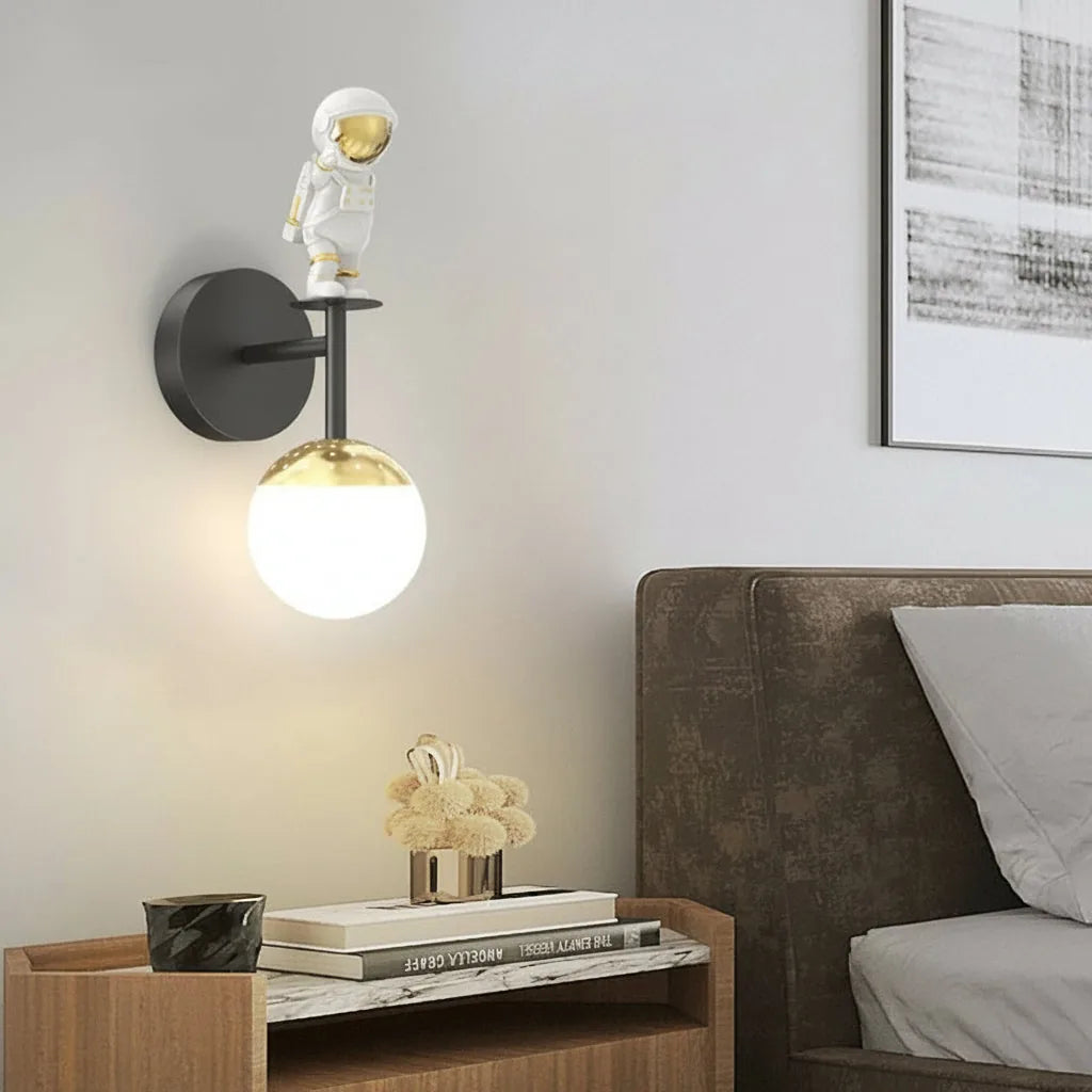 Cartoon Astronaut LED Wall Sconce – Creative 20W Resin Space Art Wall Light - 3-Color Dimming