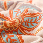 Boho Floral Cotton Throw Blanket with Fringe