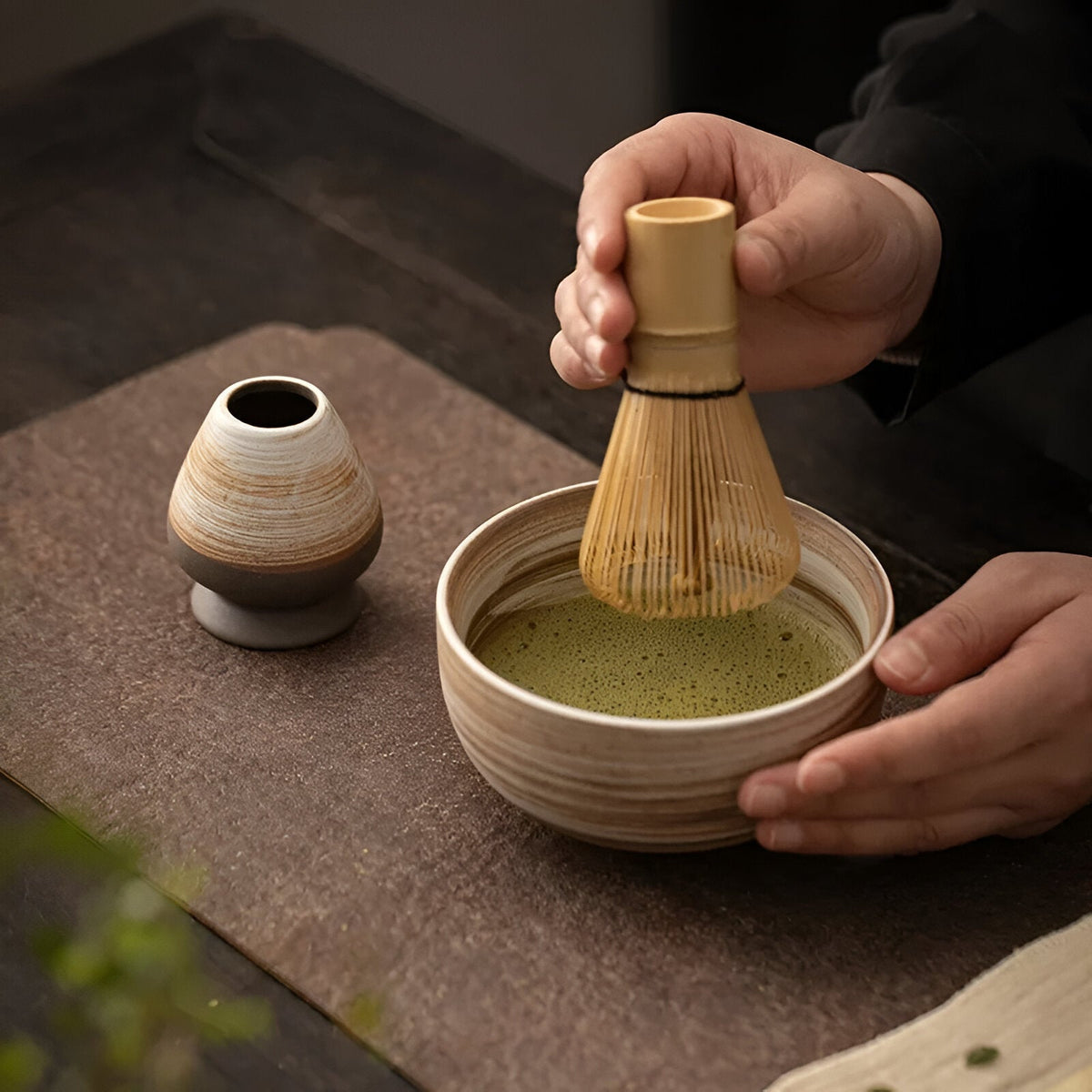Japanese Matcha Tea Set Green 4-Piece Ceramic-5