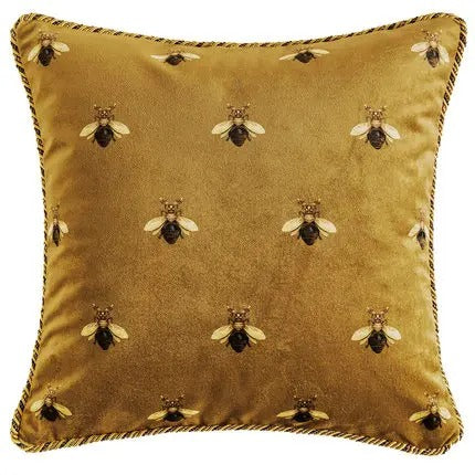 Luxuriöser Samt-Kissenbezug mit Bienenmotiv