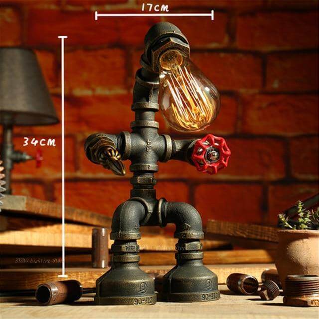 Kreative Vintage-Roboter-Tischleuchten aus Eisen