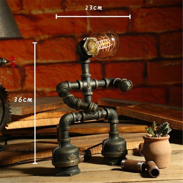 Kreative Vintage-Roboter-Tischleuchten aus Eisen