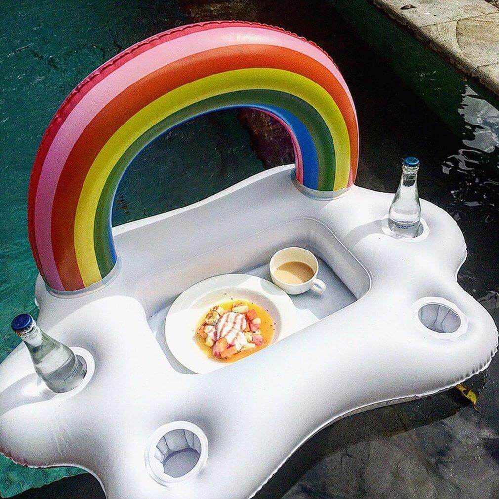 Rainbow Cloud Inflatable Pool Float