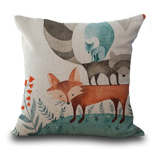 Fox Pattern Cushion Cover