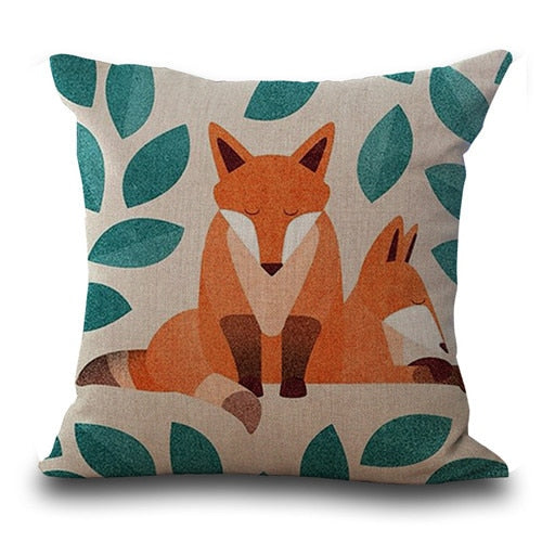 Fox Pattern Cushion Cover