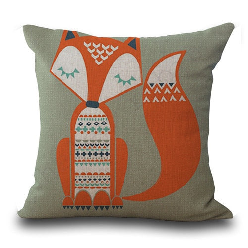Fox Pattern Cushion Cover