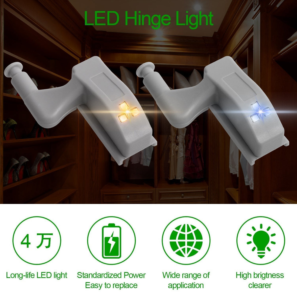 10er-Set LED-Scharnier-Sensorleuchten für Kleiderschränke