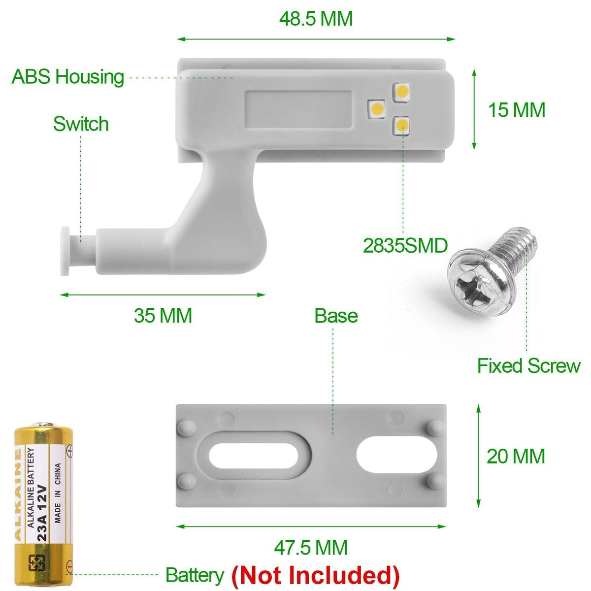 10er-Set LED-Scharnier-Sensorleuchten für Kleiderschränke