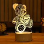 Kreative 3D-LED-Nachtlampe mit Tiermotiven