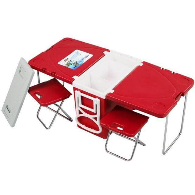 Multi Function Foldable Rolling Cooler Box Picnic Set