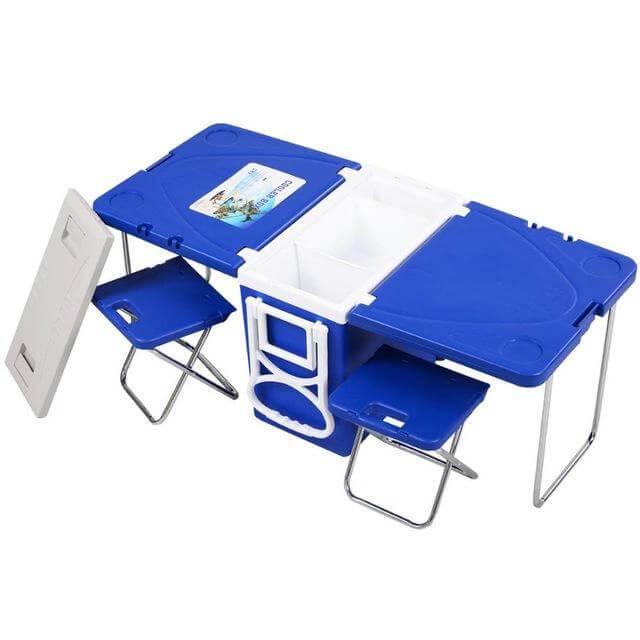 Multi Function Foldable Rolling Cooler Box Picnic Set