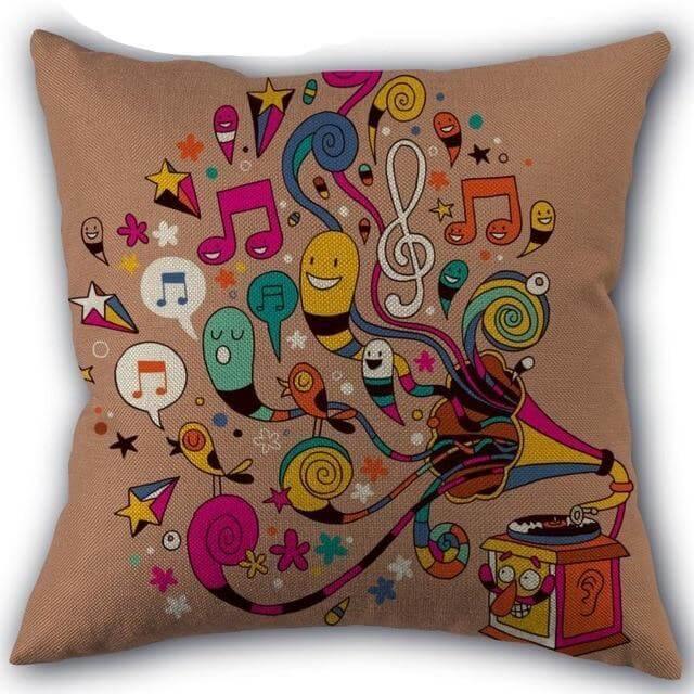 Decorative Musical Notes Pillow Case