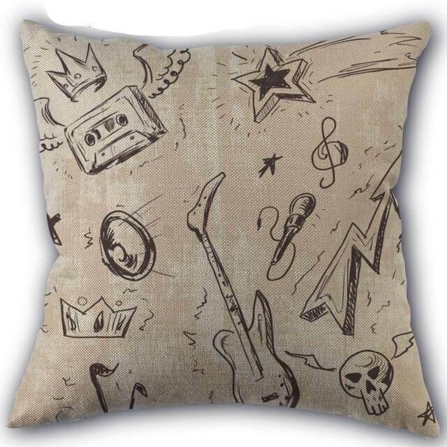 Decorative Musical Notes Pillow Case
