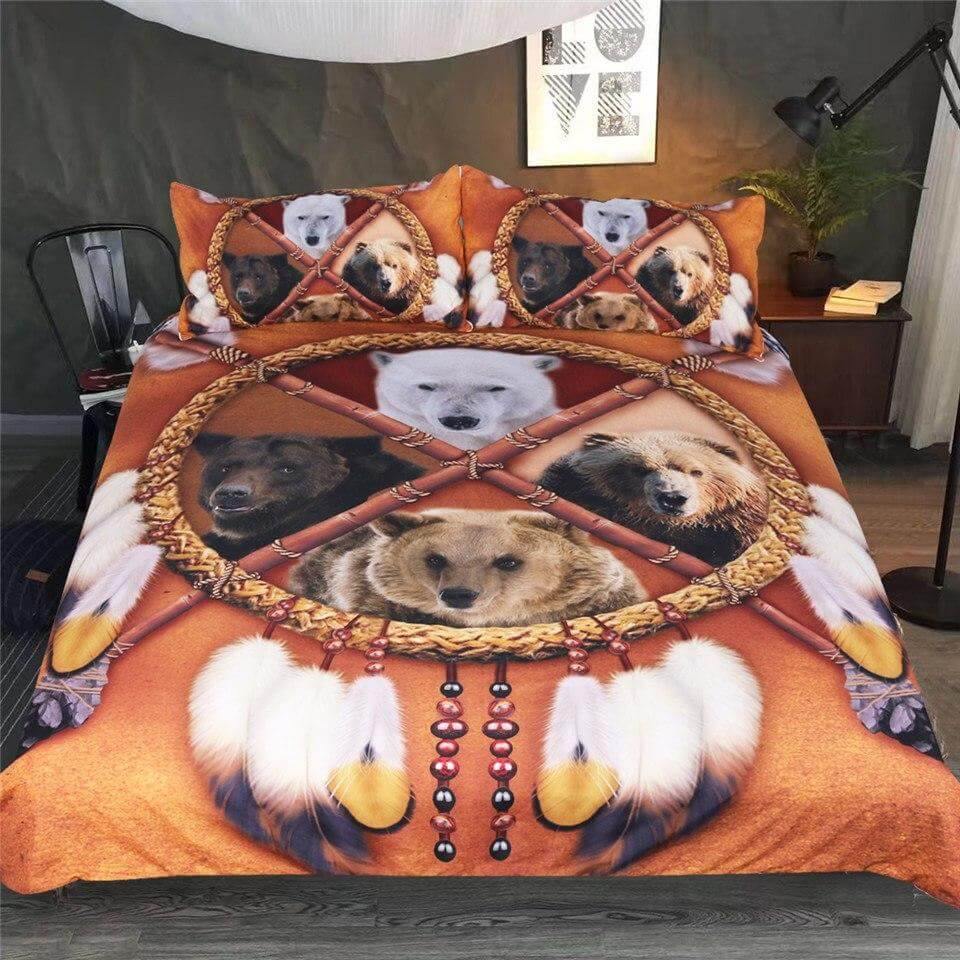 3PCS 3D Wild Animal Native American Dreamcatcher Duvet Cover Bedding Set