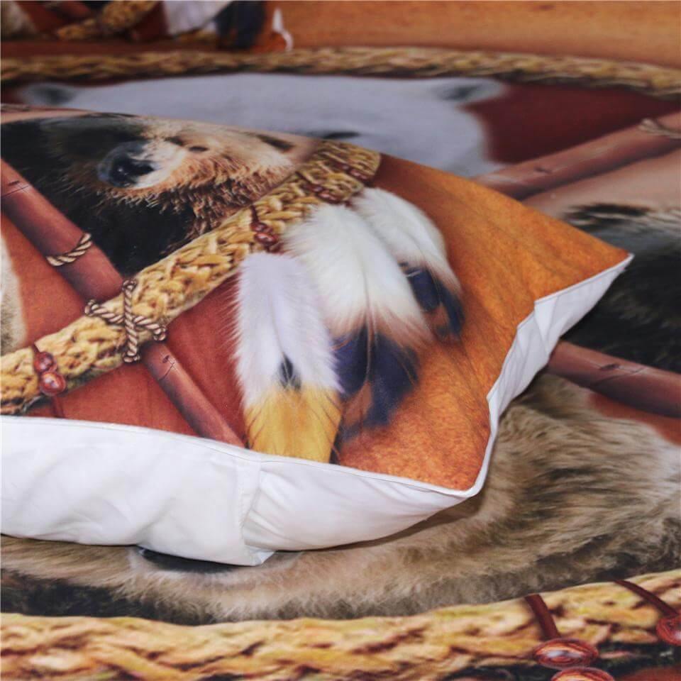 3PCS 3D Wild Animal Native American Dreamcatcher Duvet Cover Bedding Set