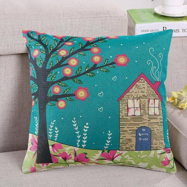 Decorative Tree Printed Pillow Case