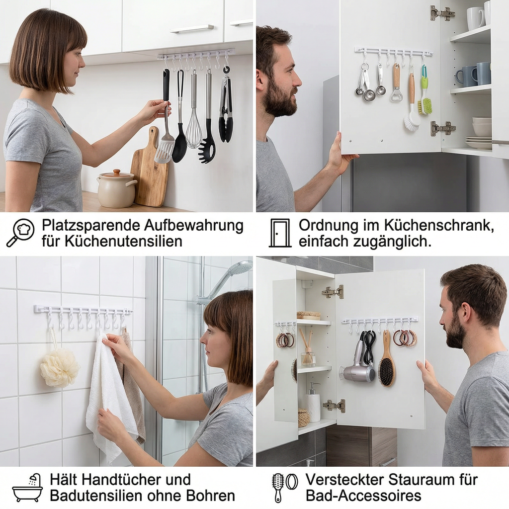Self-Adhesive Hook Strip for Kitchen & Bathroom (2 pcs.)