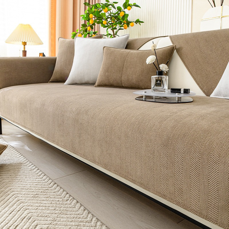 Wellen-Check Chenille-Stoff Sofabezug